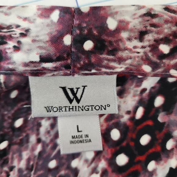 Worthington Women’s Purple Polka Dot Tie Neck Long Sleeve Blouse Top Size Large - Picture 8 of 9